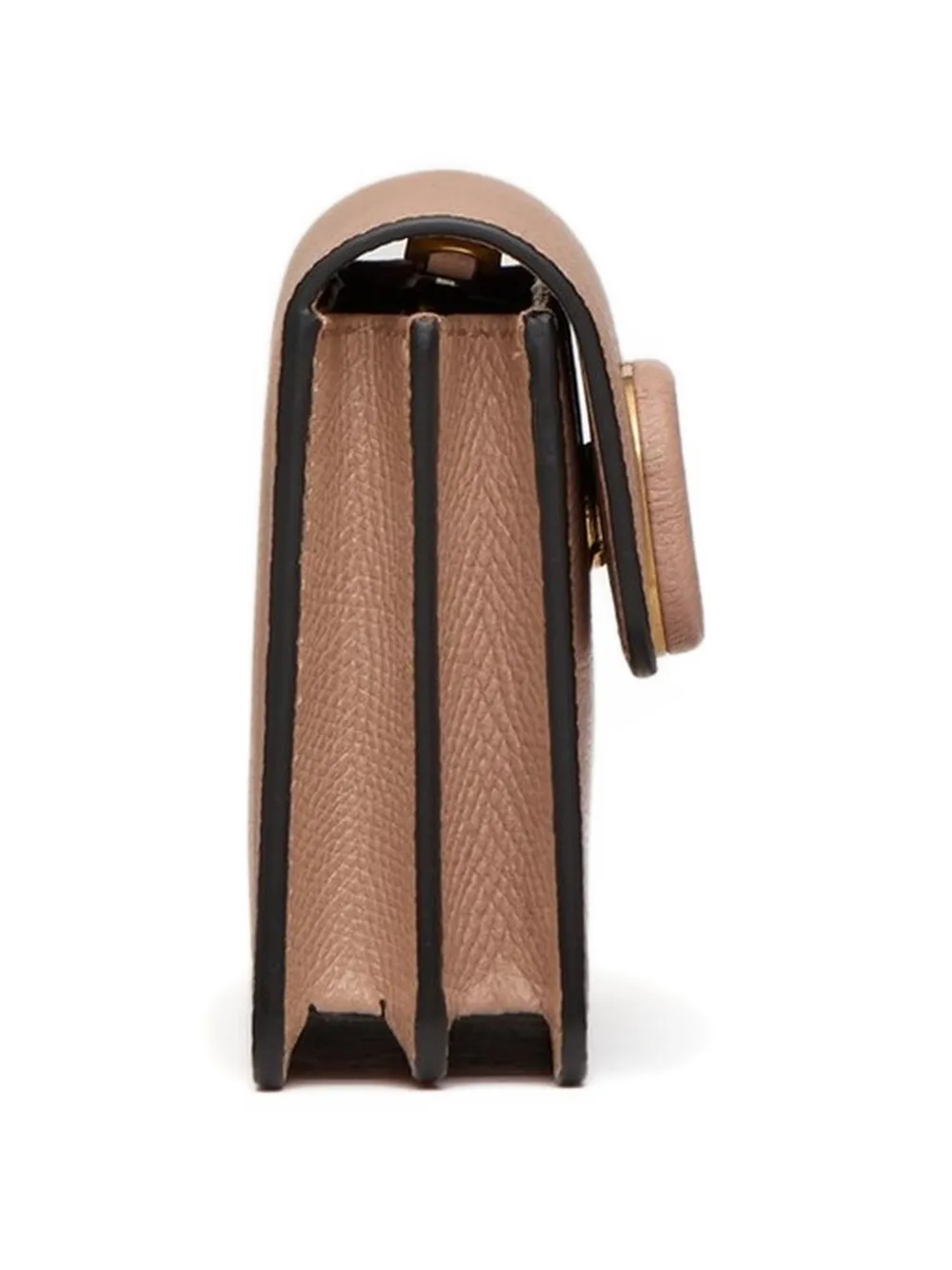 Valentino Garavani VLogo Signature portemonnee van bewerkt kalfsleer met ketting Beige