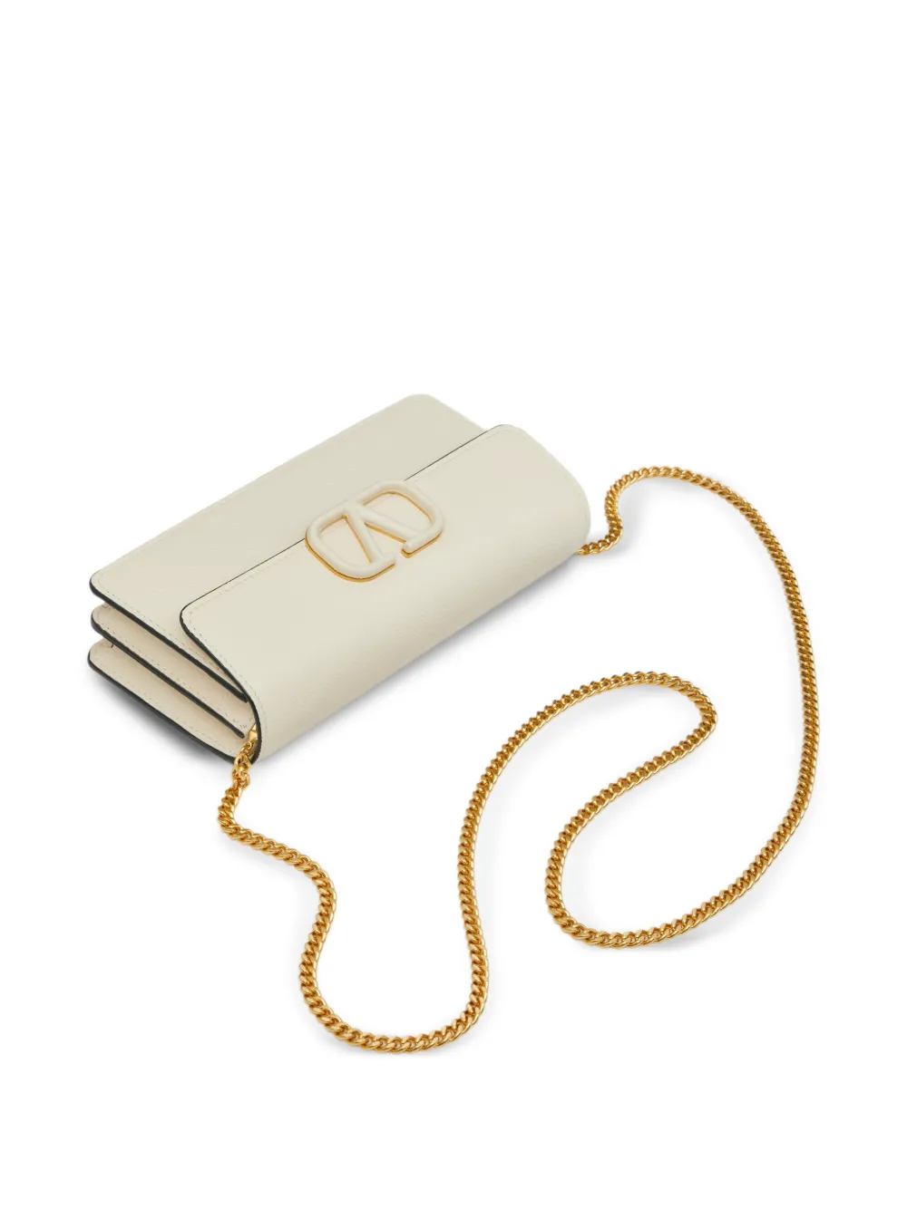 Valentino Garavani VLogo Signature clutch met ketting Beige