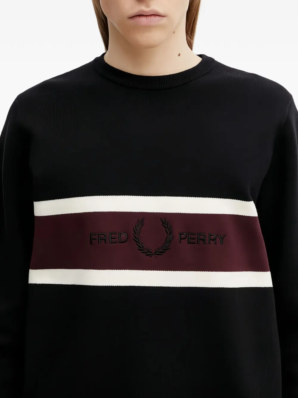 Fred Perry Sweater met borduurwerk Zwart