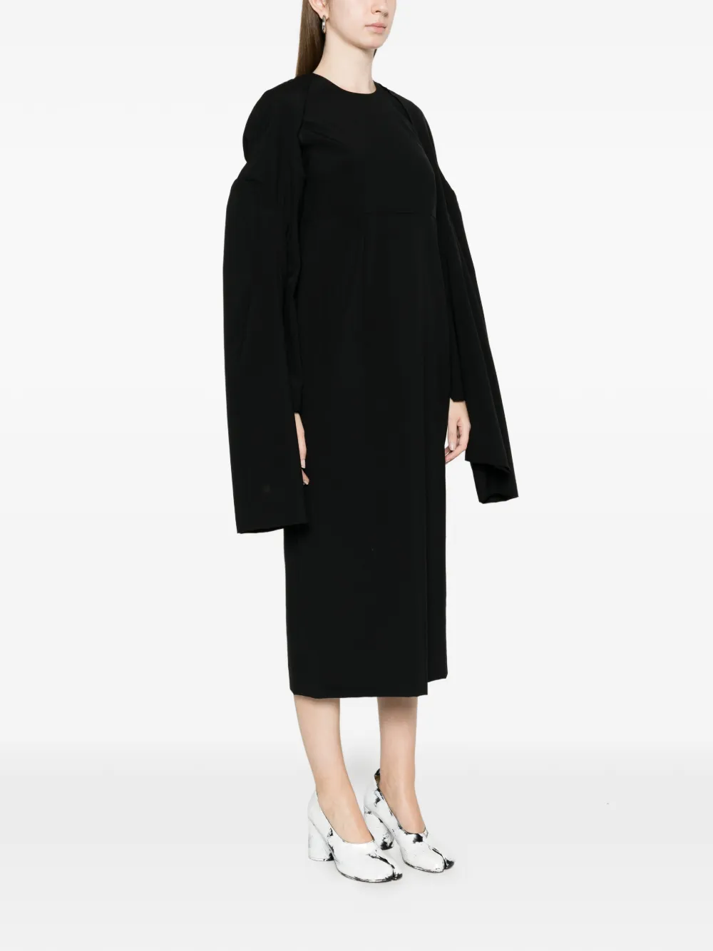 Comme Des Garçons Wollen midi-jurk Zwart