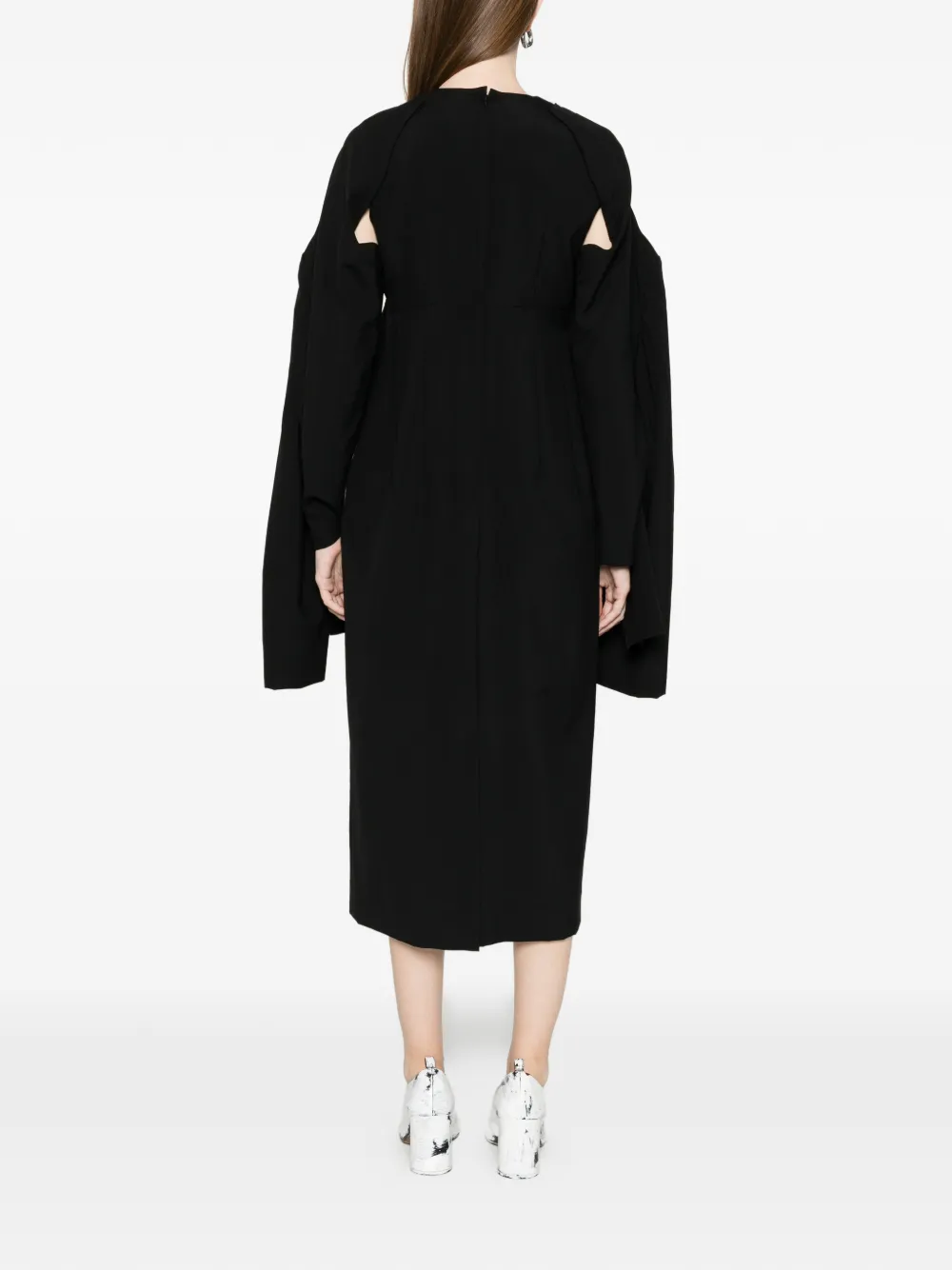 Comme Des Garçons Wollen midi-jurk Zwart