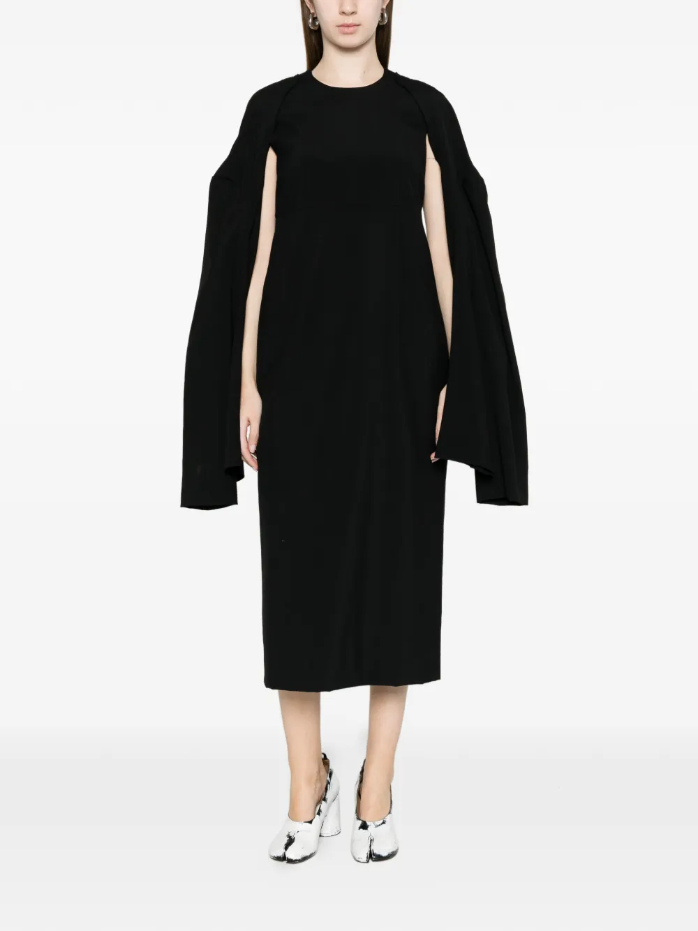 Comme Des Garçons Wollen midi-jurk Zwart