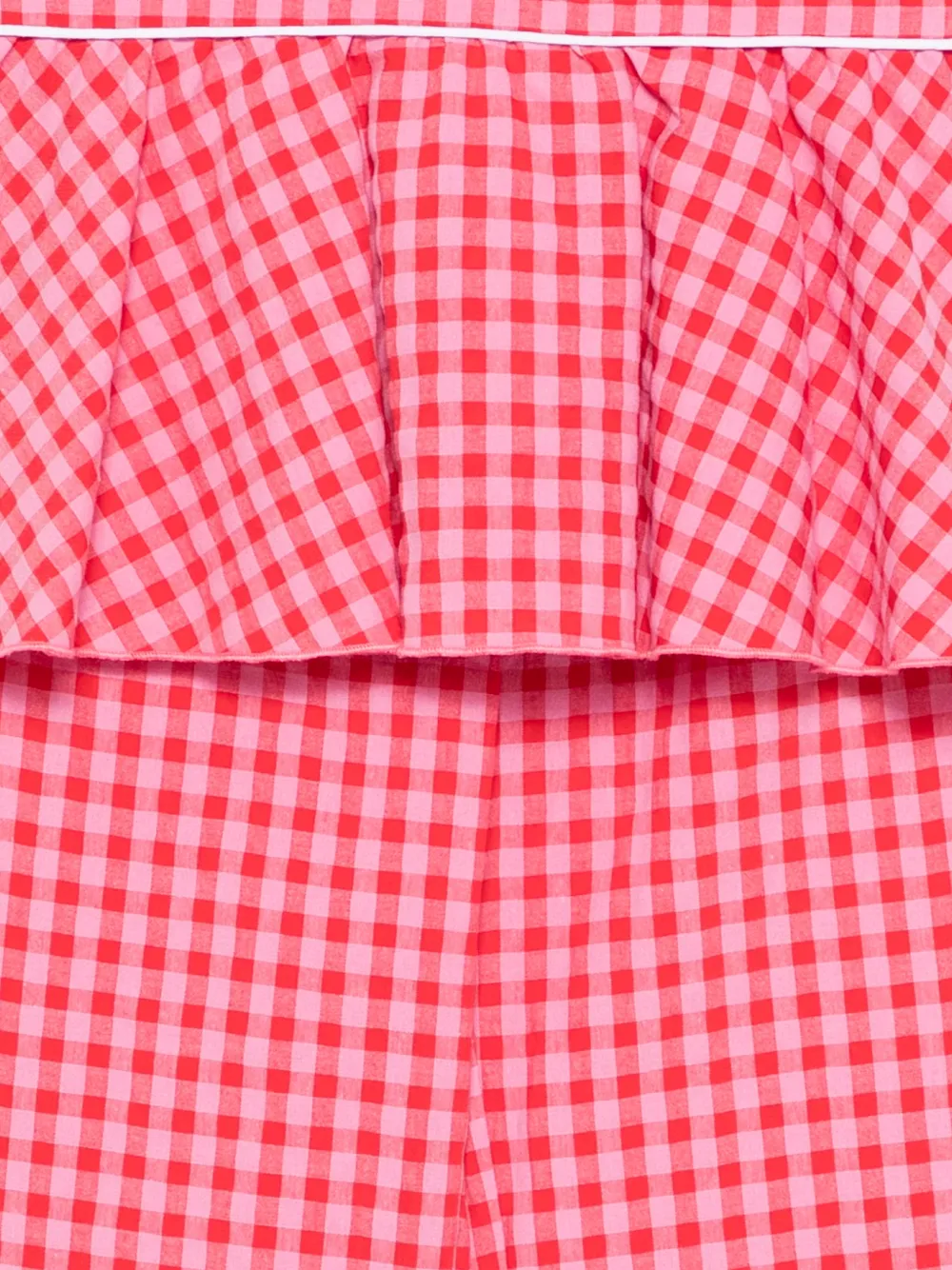  La Stupenderia Gingham-pattern Peplum-hem Trousers Set - Red 