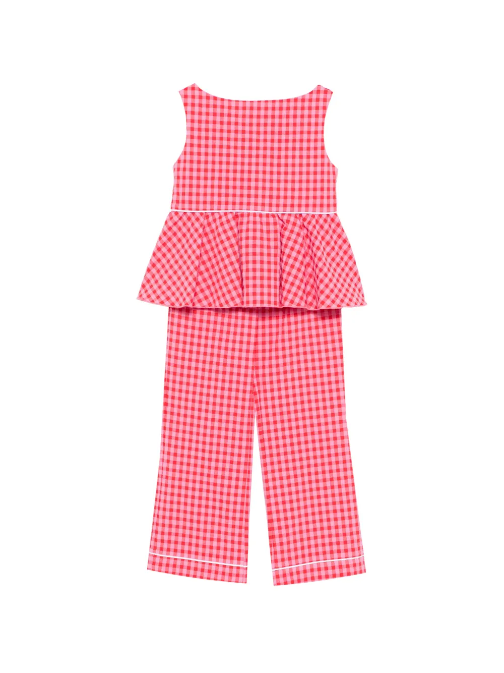 La Stupenderia gingham-pattern peplum-hem trousers set - Rosso
