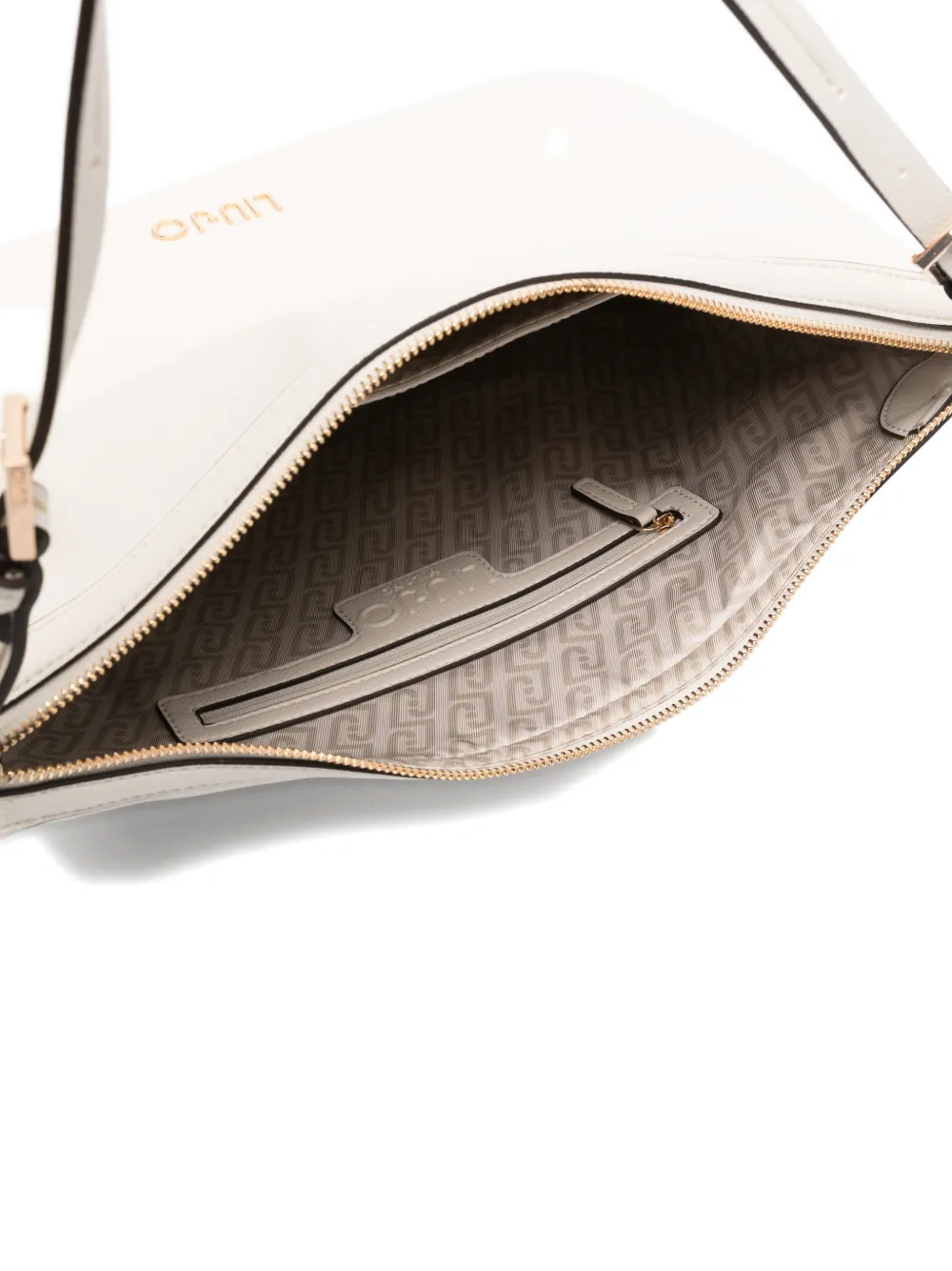 LIU JO Medium leren schoudertas met rits Beige