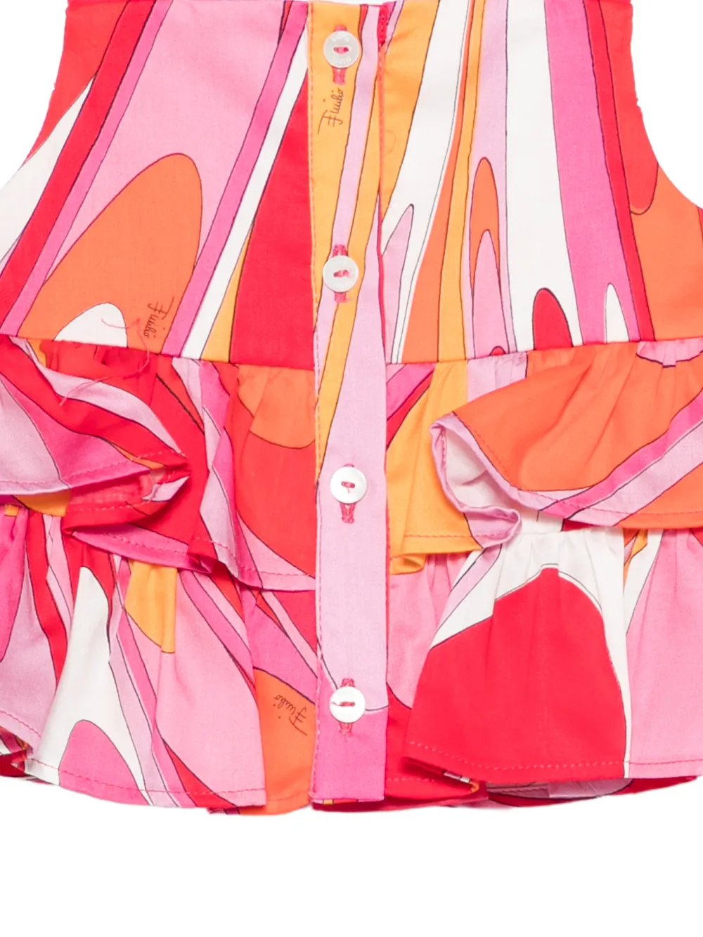  Pucci Junior Ruffled Printed Top - Pink 