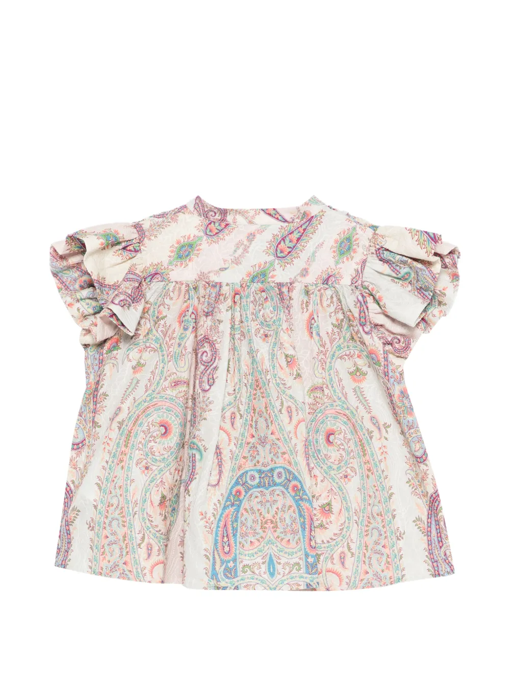 ETRO KIDS Blouse met ruches en paisley-print Roze