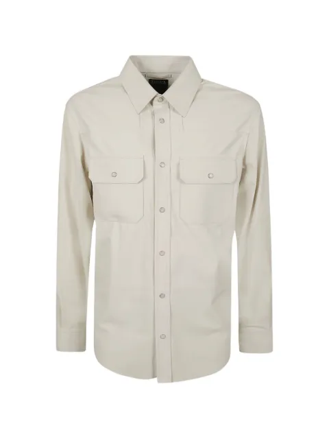 Zegna buttoned-up pocket-detail leather shirt