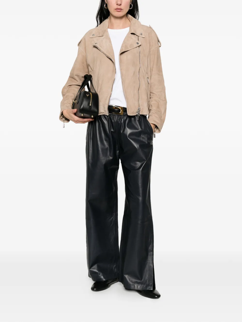  Moorer Loette Zip-fastening Leather Jacket - Neutrals 