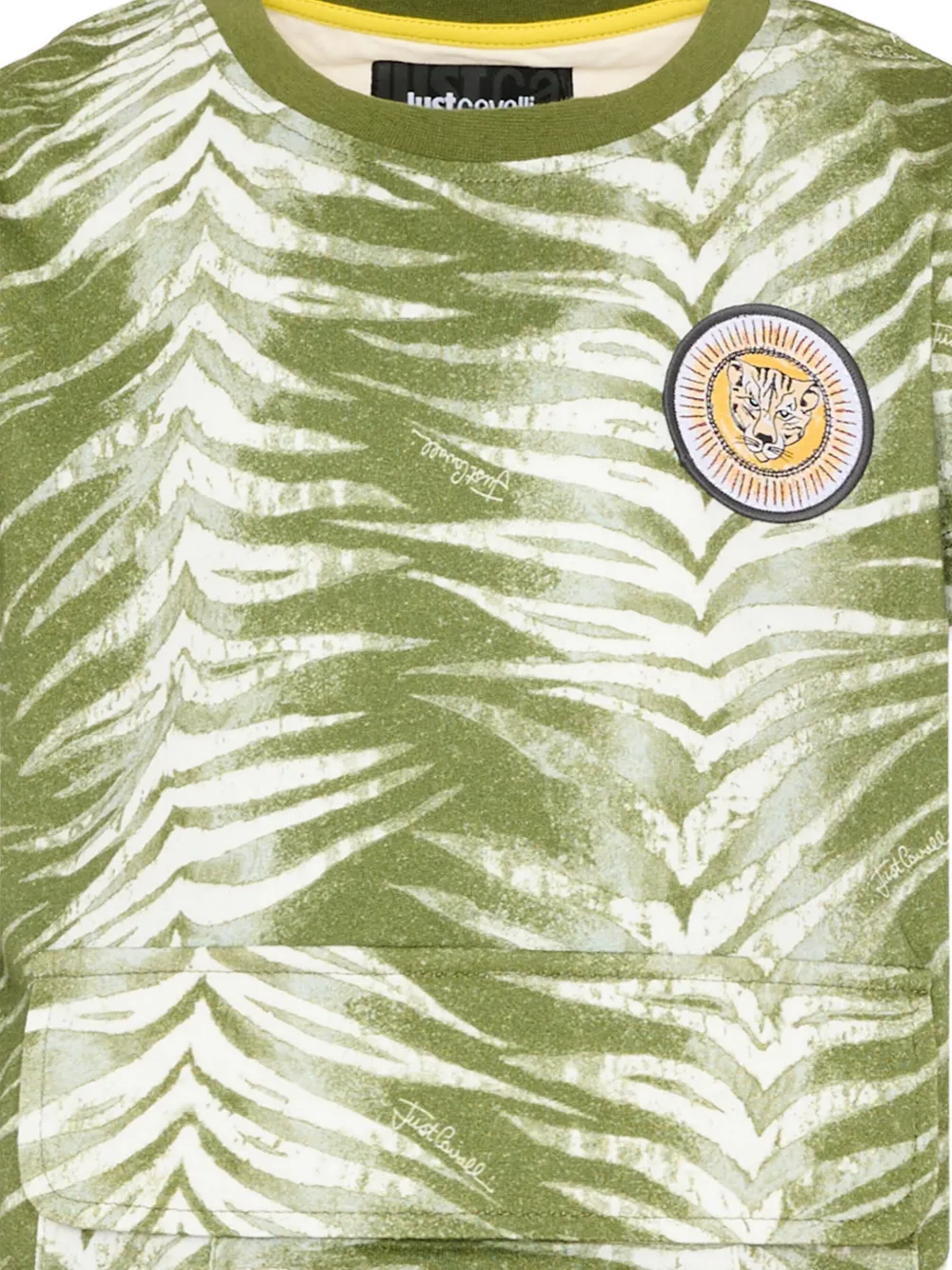 Just Cavalli Kids T-shirt met tijgerstreep-applicatie Groen