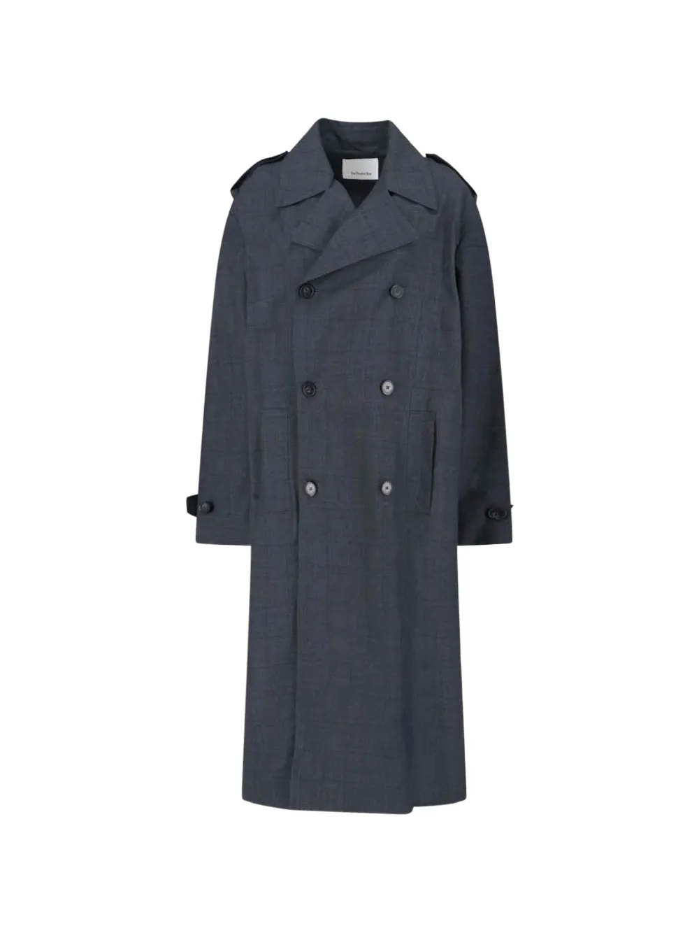 The Frankie Shop Bleecker double-breasted plaid trench coat - Grau