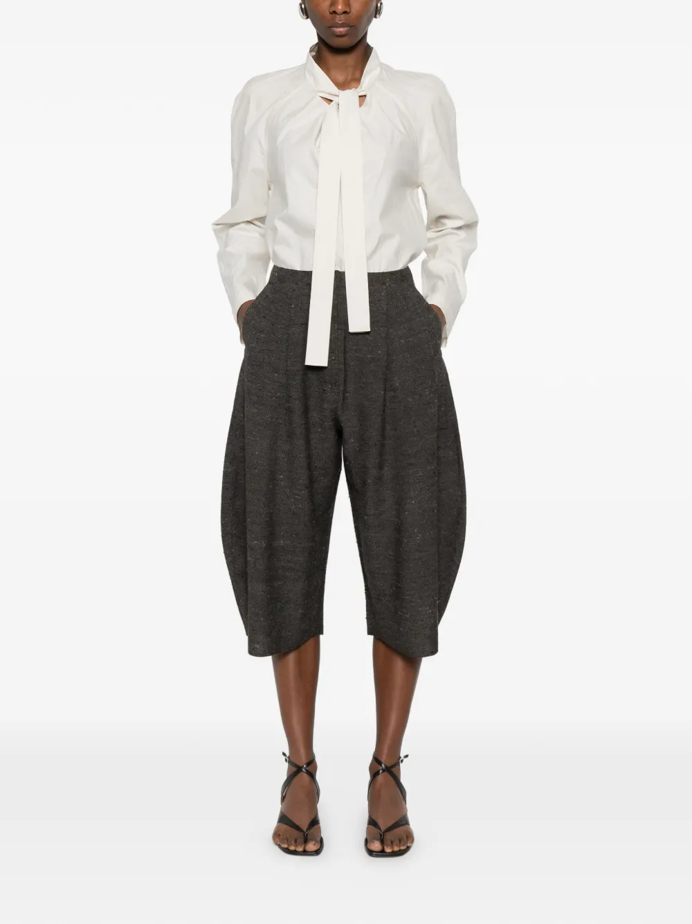  Boboutic Pleated Cropped Trousers - Brown 