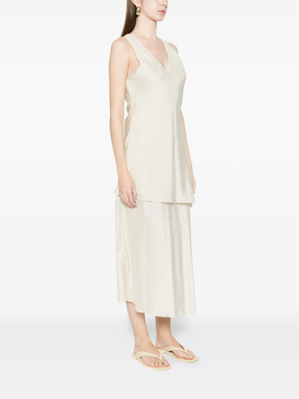  Barena Nova V-neck Asymmetric Dress - Neutrals 
