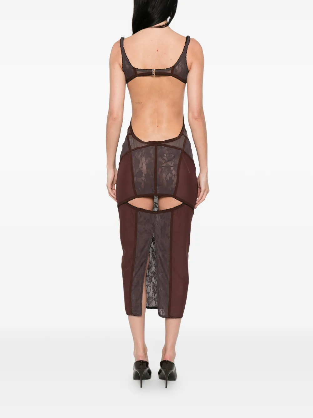The Attico Jurk met kant Bruin
