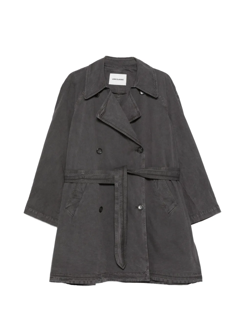 Low Classic belted double-breasted coat - Grigio