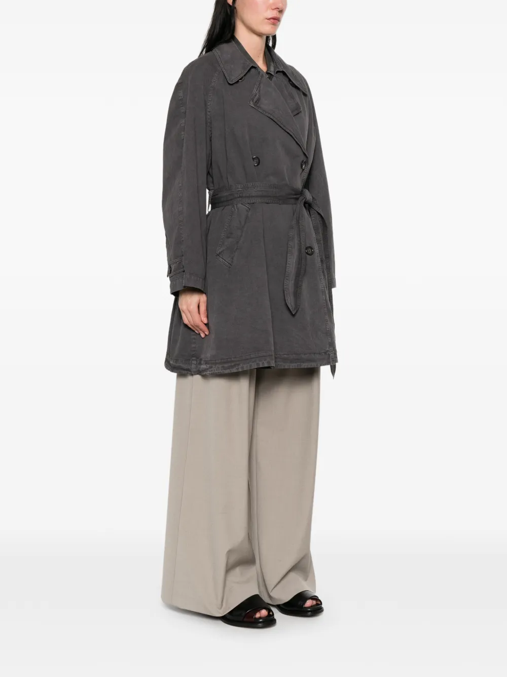  Low Classic Belted Double-breasted Coat - Grey 