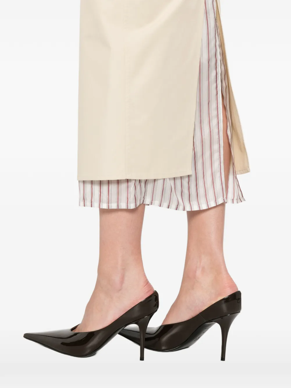 The Attico Midi-rok met gestreepte afwerking Beige