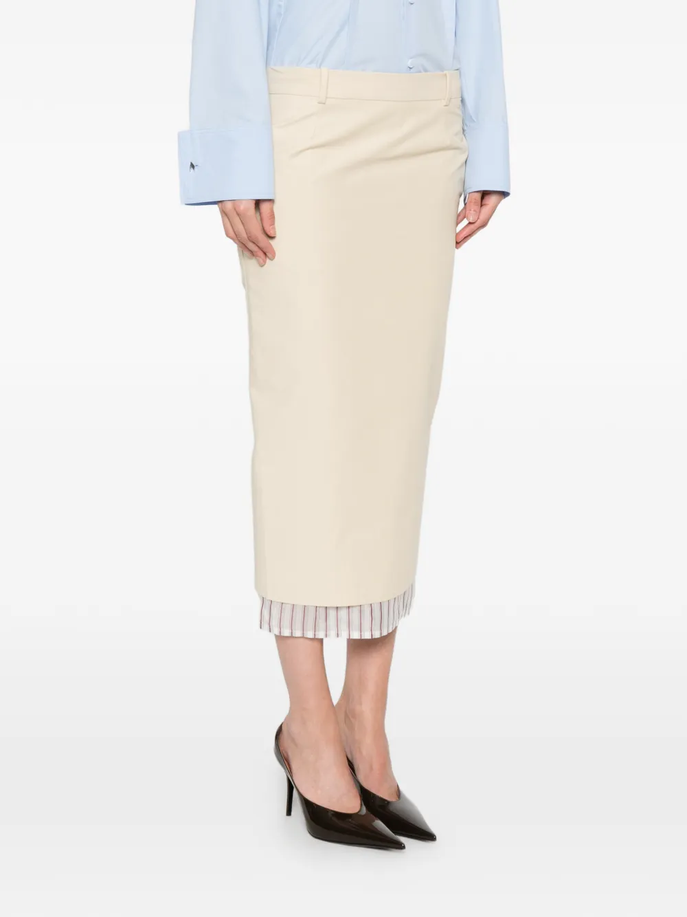 The Attico Midi-rok met gestreepte afwerking Beige
