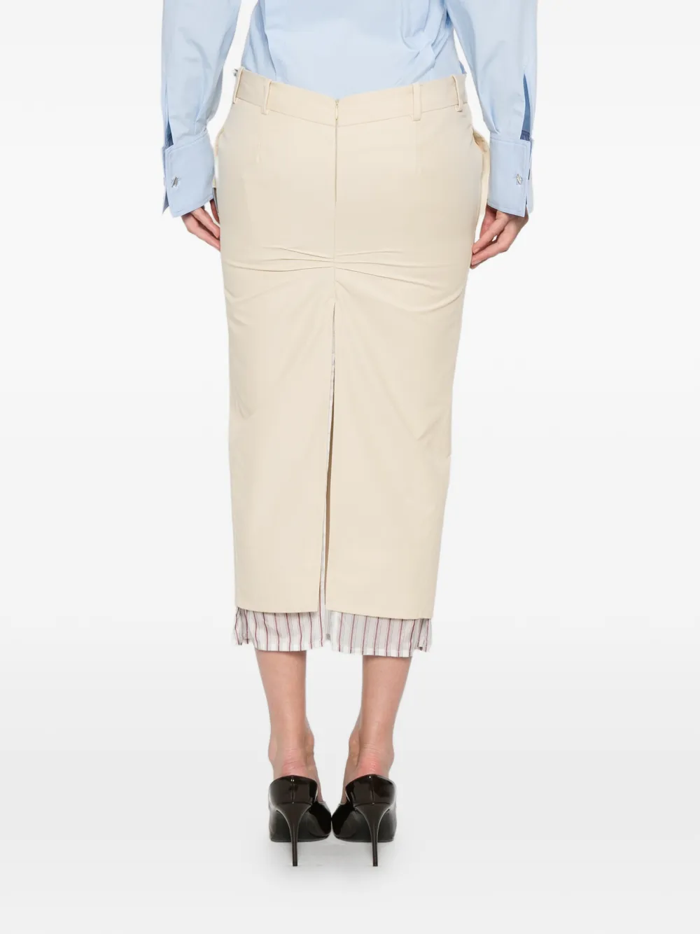 The Attico Midi-rok met gestreepte afwerking Beige