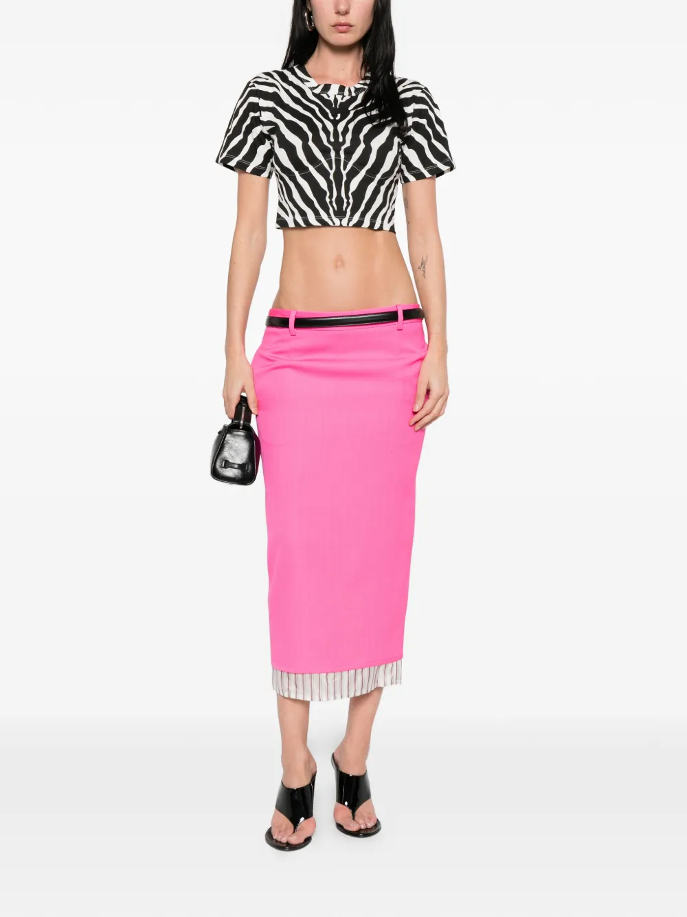  The Attico Zebra-print Tie Top - Black 