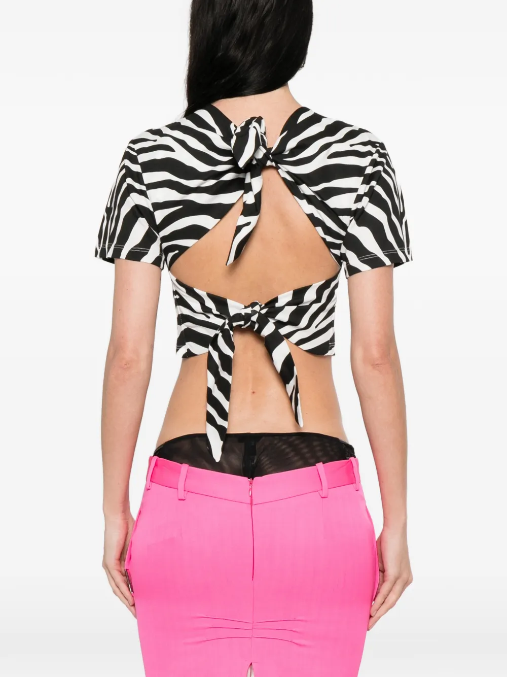 The Attico Gestrikte top met zebraprint Zwart