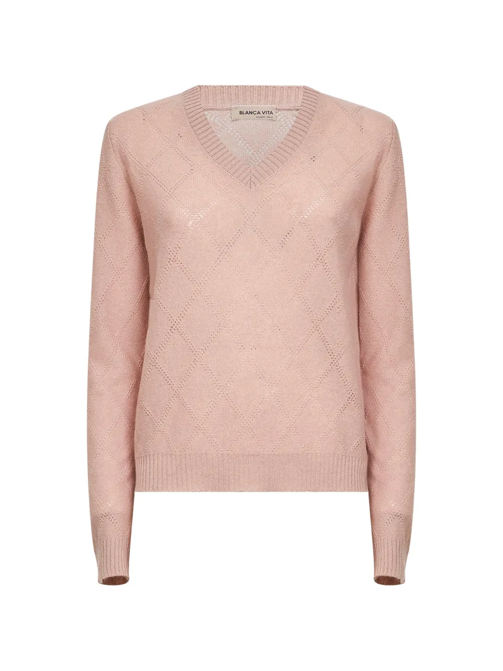 Blanca Vita ribbed diamond-stitch knit sweater - Rosa
