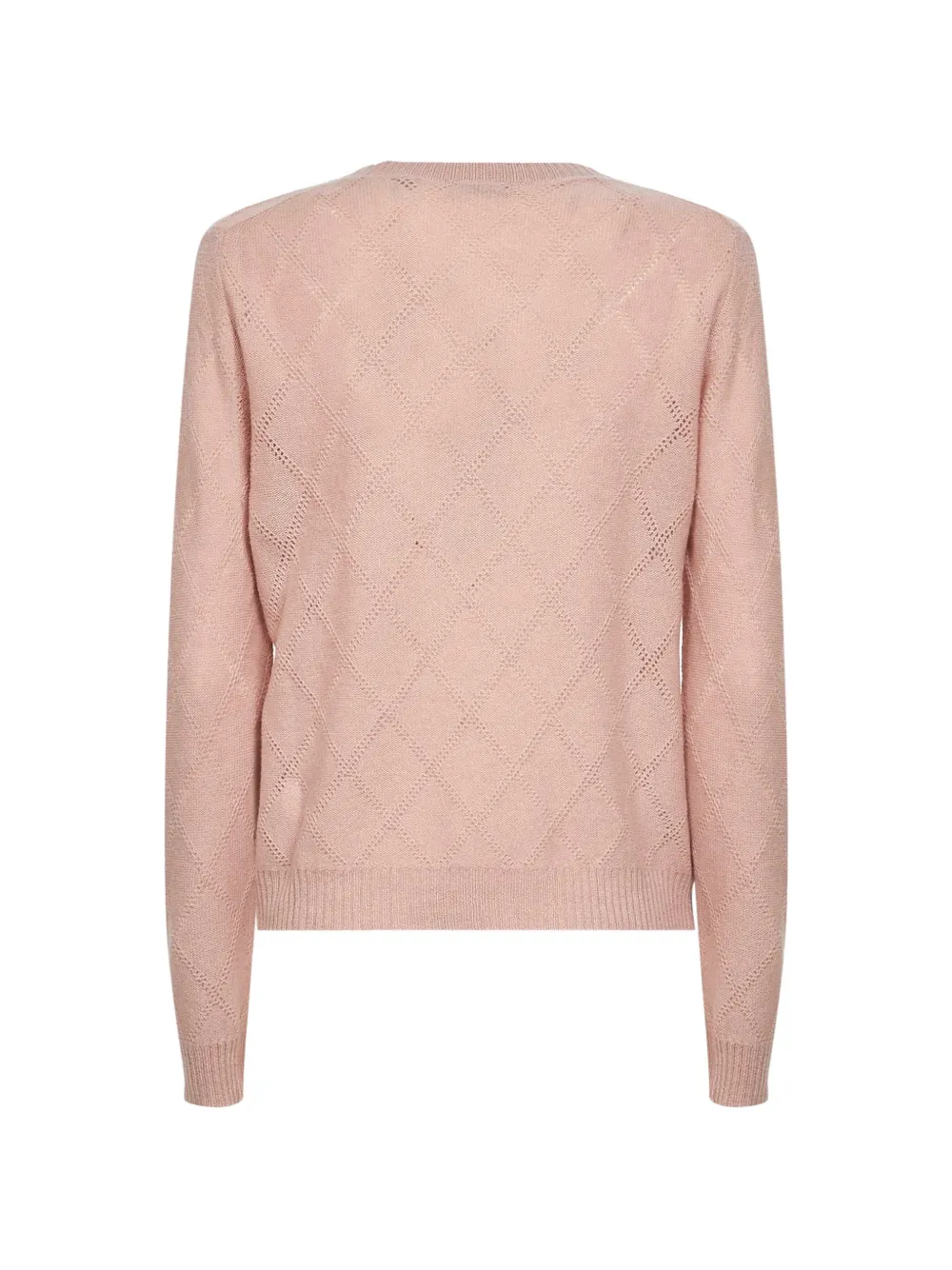 Ribbed Diamond-Stitch Knit Sweater