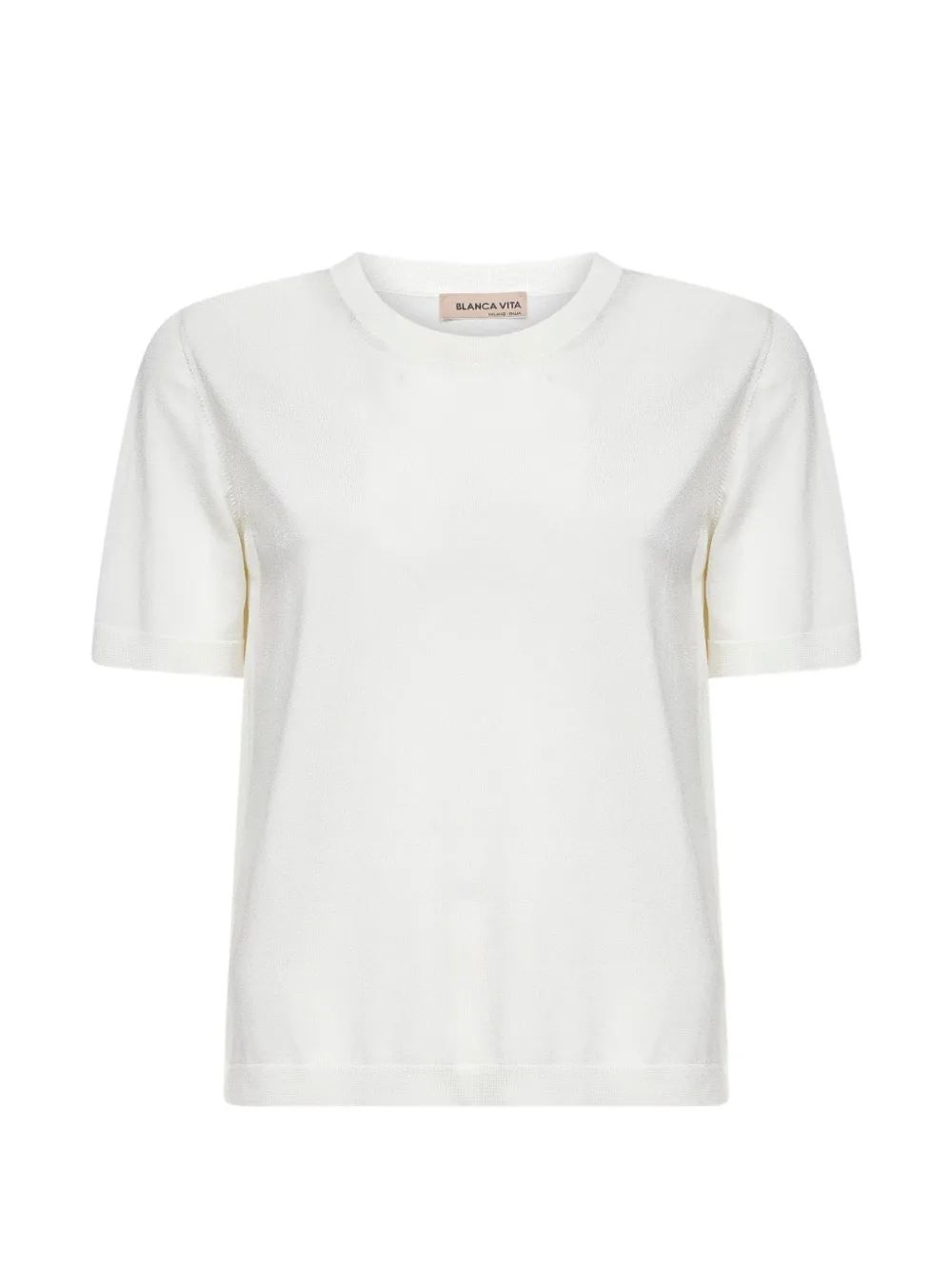 Blanca Vita ribbed short-sleeve sweater - Toni neutri