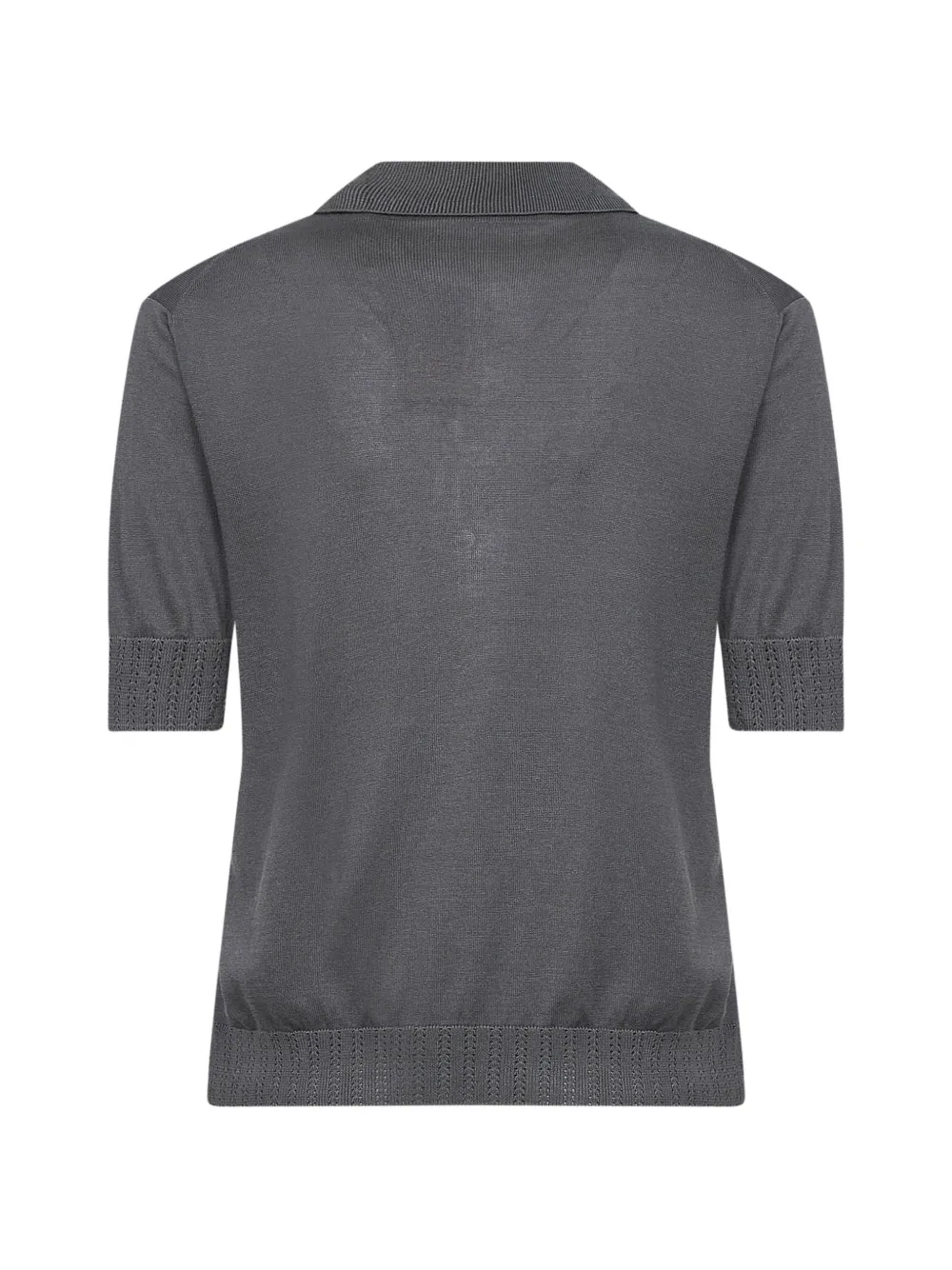 Blanca Vita Pointelle gebreid zijden poloshirt Grijs