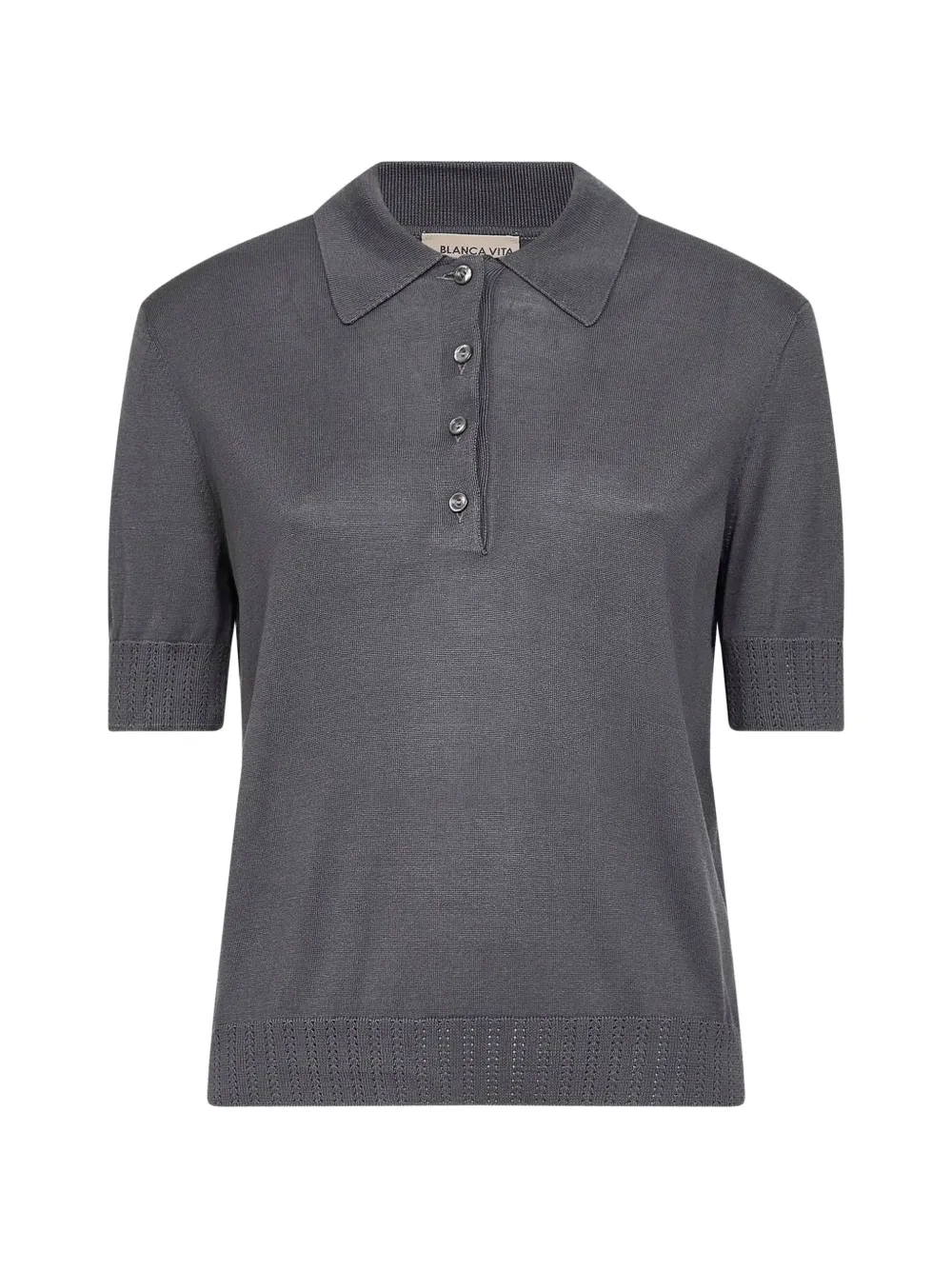 Blanca Vita pointelle-knit silk polo shirt - Grau
