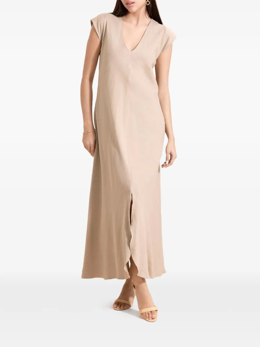  Peter Cohen Doves V-neck Maxi Dress - Neutrals 