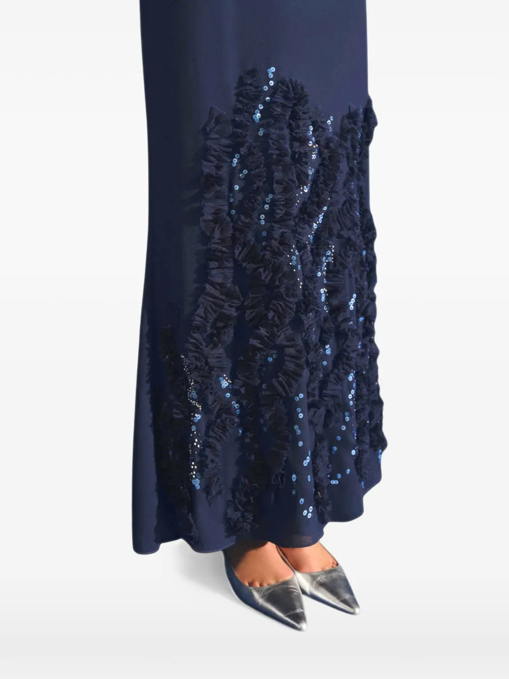 Baobab sequin-embellished ruffled maxi dress Blauw