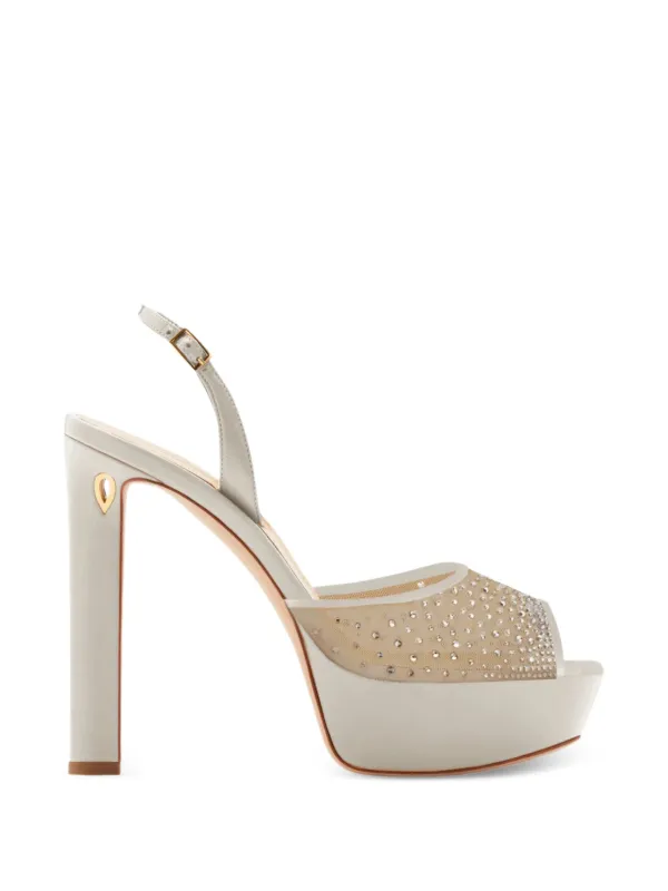 Jennifer Chamandi Antonio Crystal-embellished Sandals in Neutrals