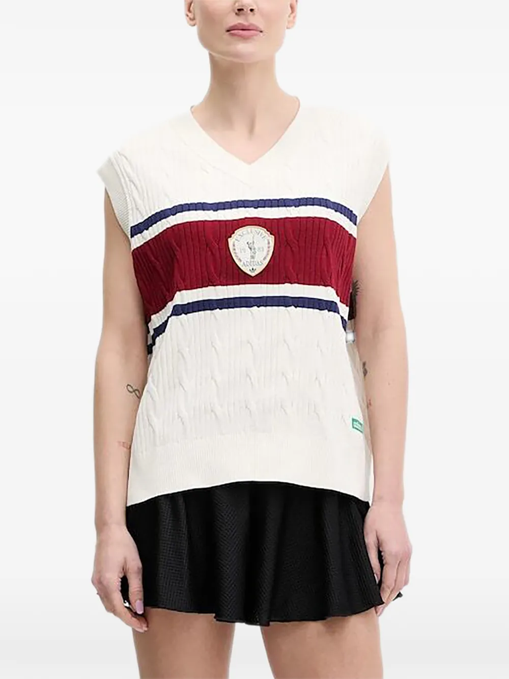 adidas cable-knit striped knitted sweater - Toni neutri