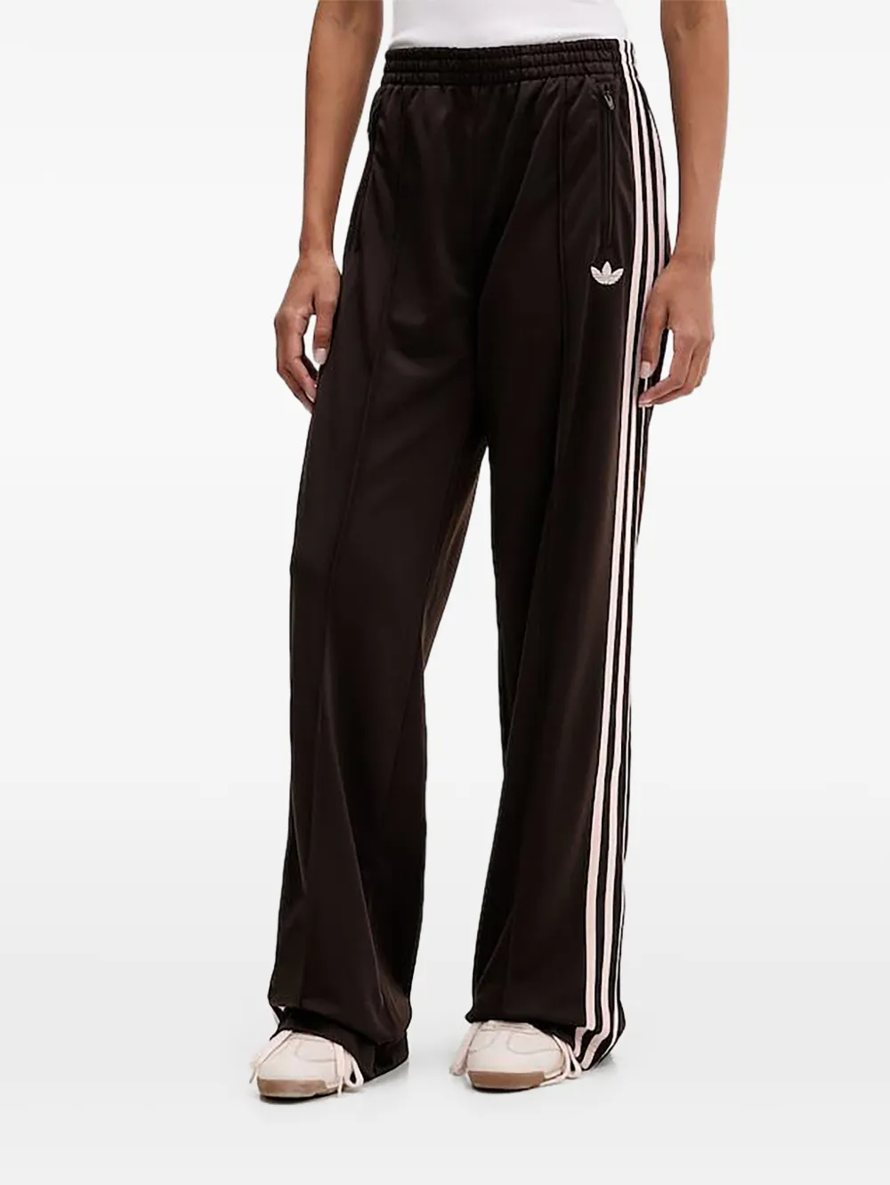 adidas stripe-detail track pants - Marrone