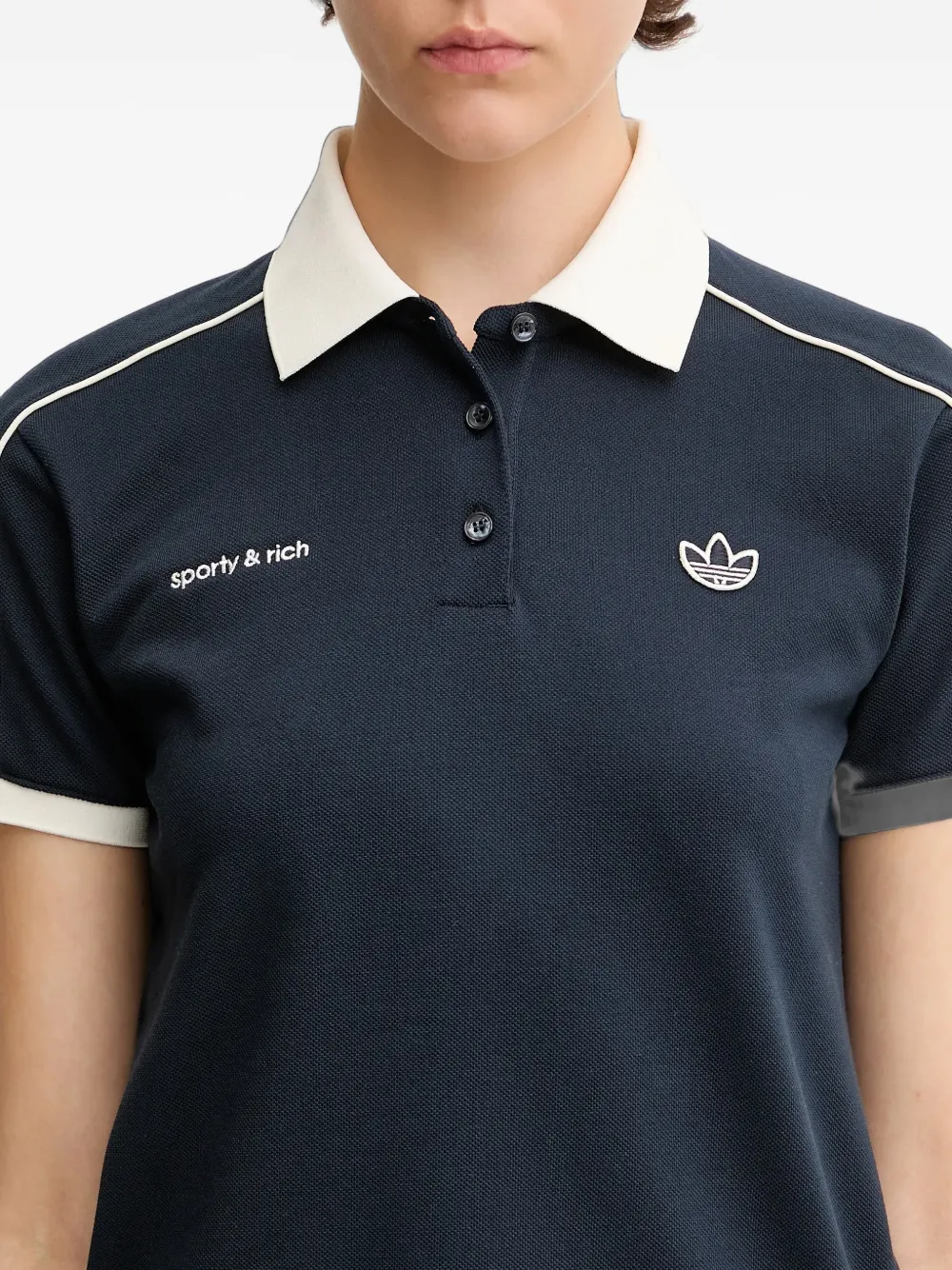 adidas x Sporty & Rich logo-detail polo shirt Blauw