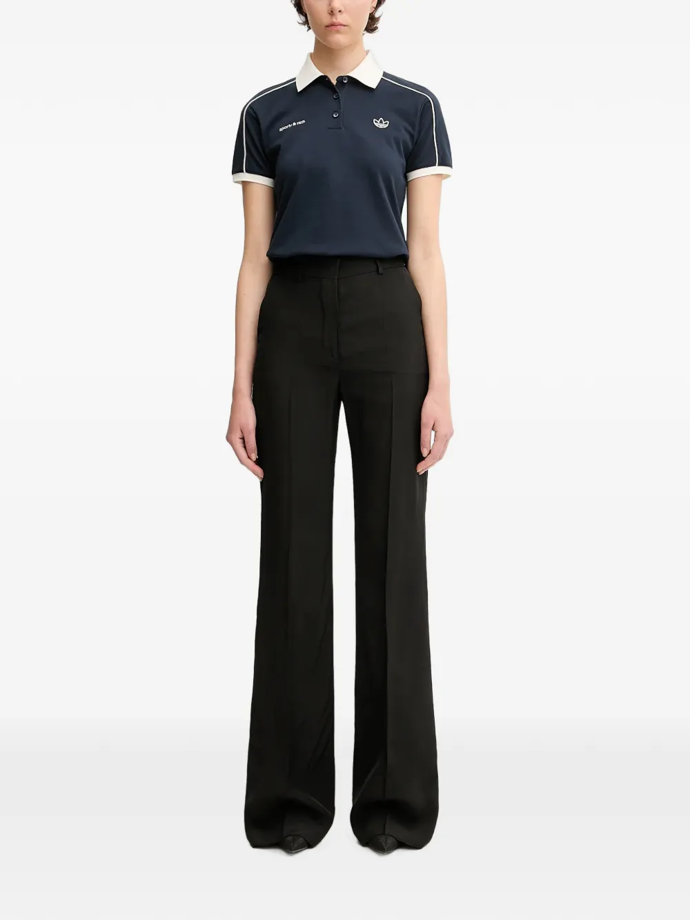adidas x Sporty & Rich logo-detail polo shirt Blauw
