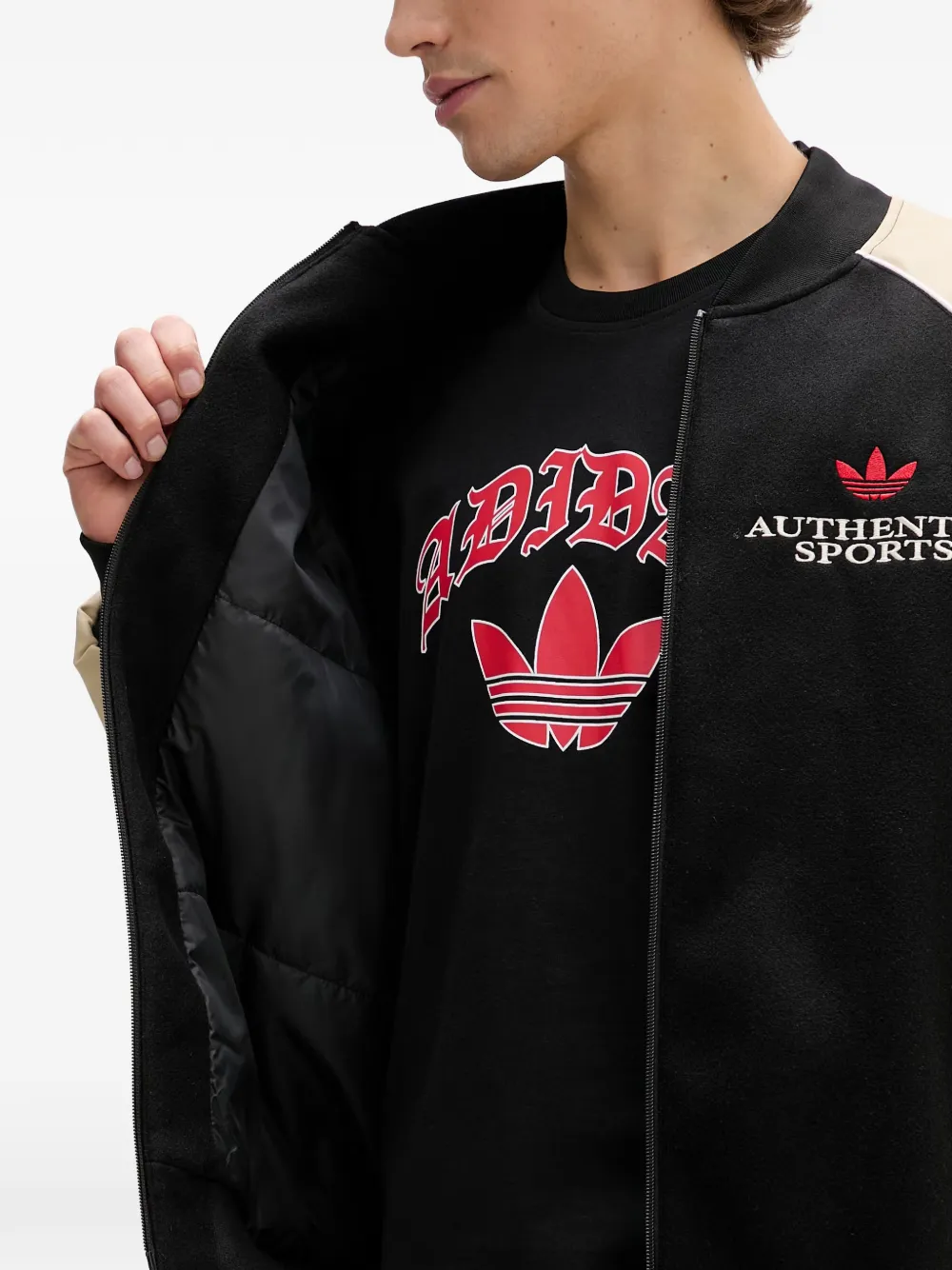 adidas SST logo-embroidered bomber jacket Zwart