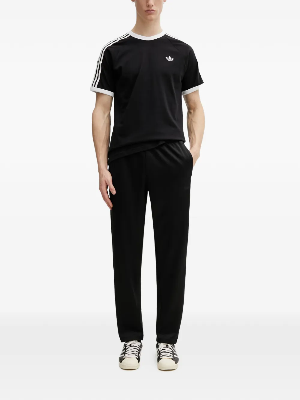 adidas side-stripe track pants Zwart