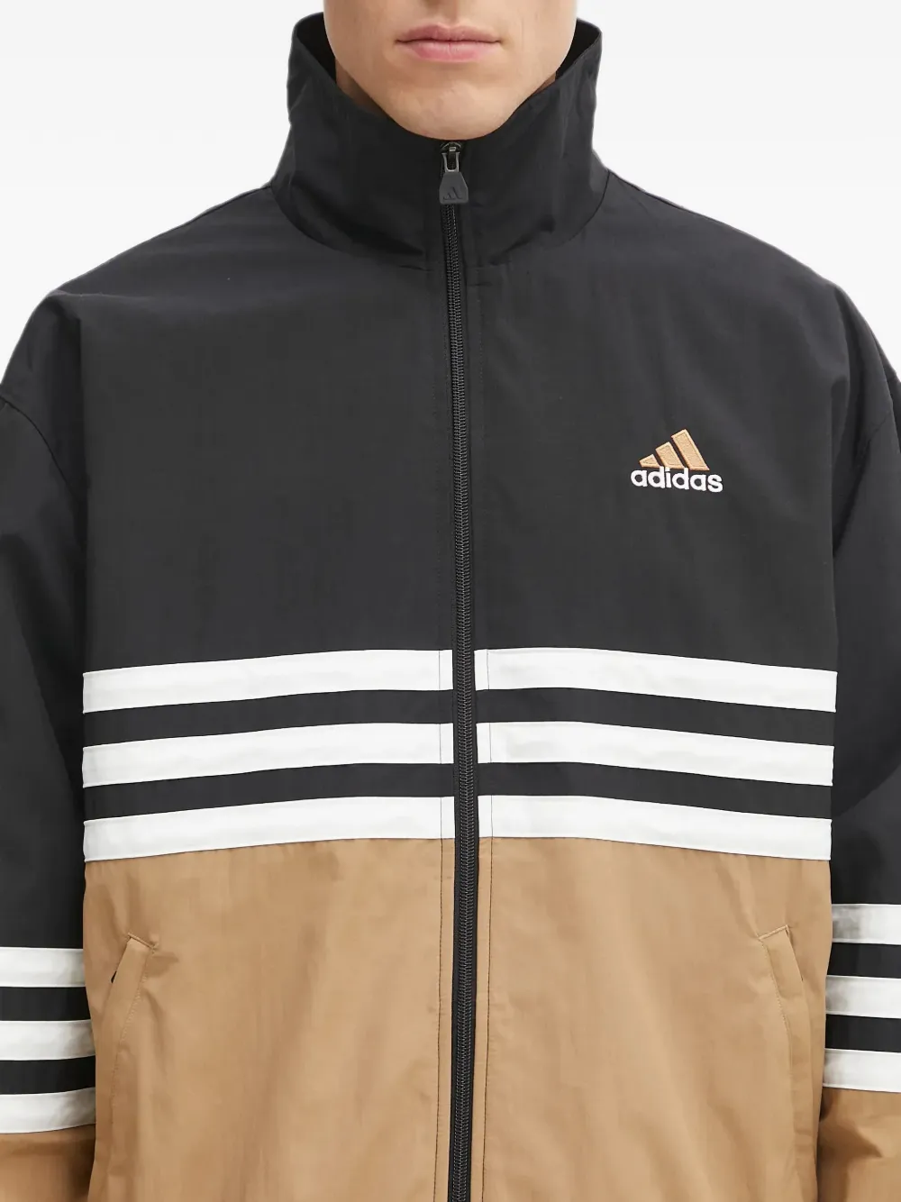 adidas striped panel jacket Zwart