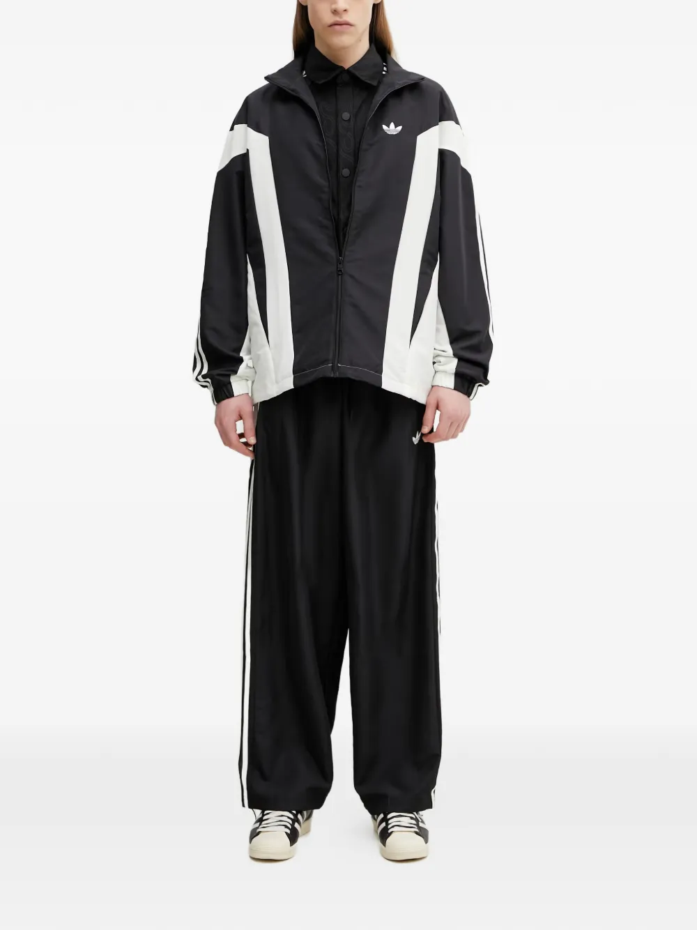 adidas Originals Basketball logo-embroidered side-stripe windbreaker Zwart