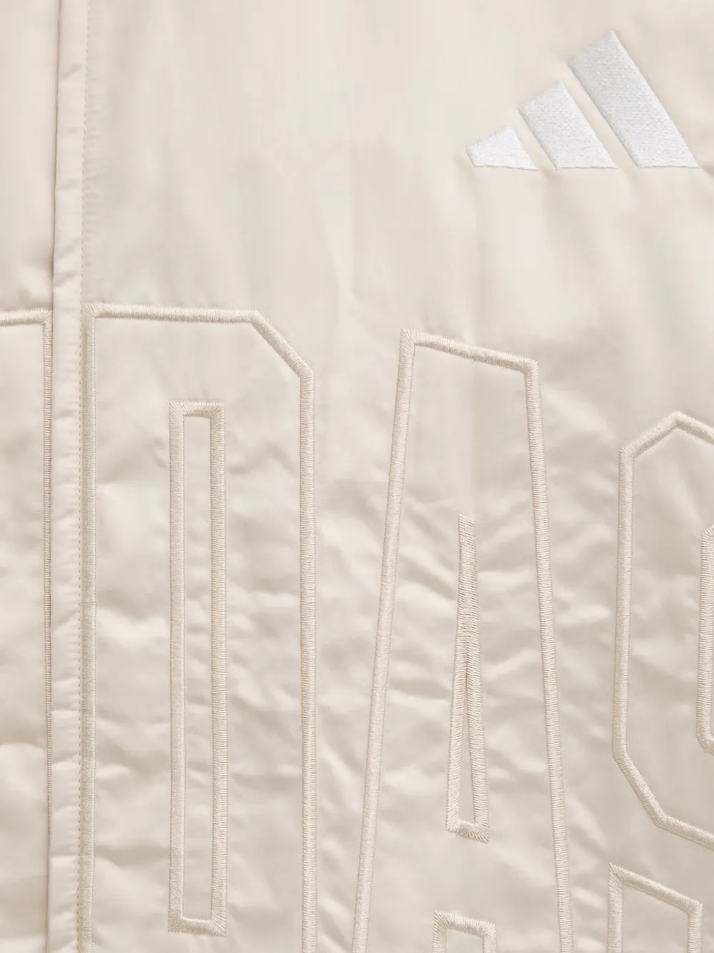adidas Stadium logo-lettering bomber jacket Beige