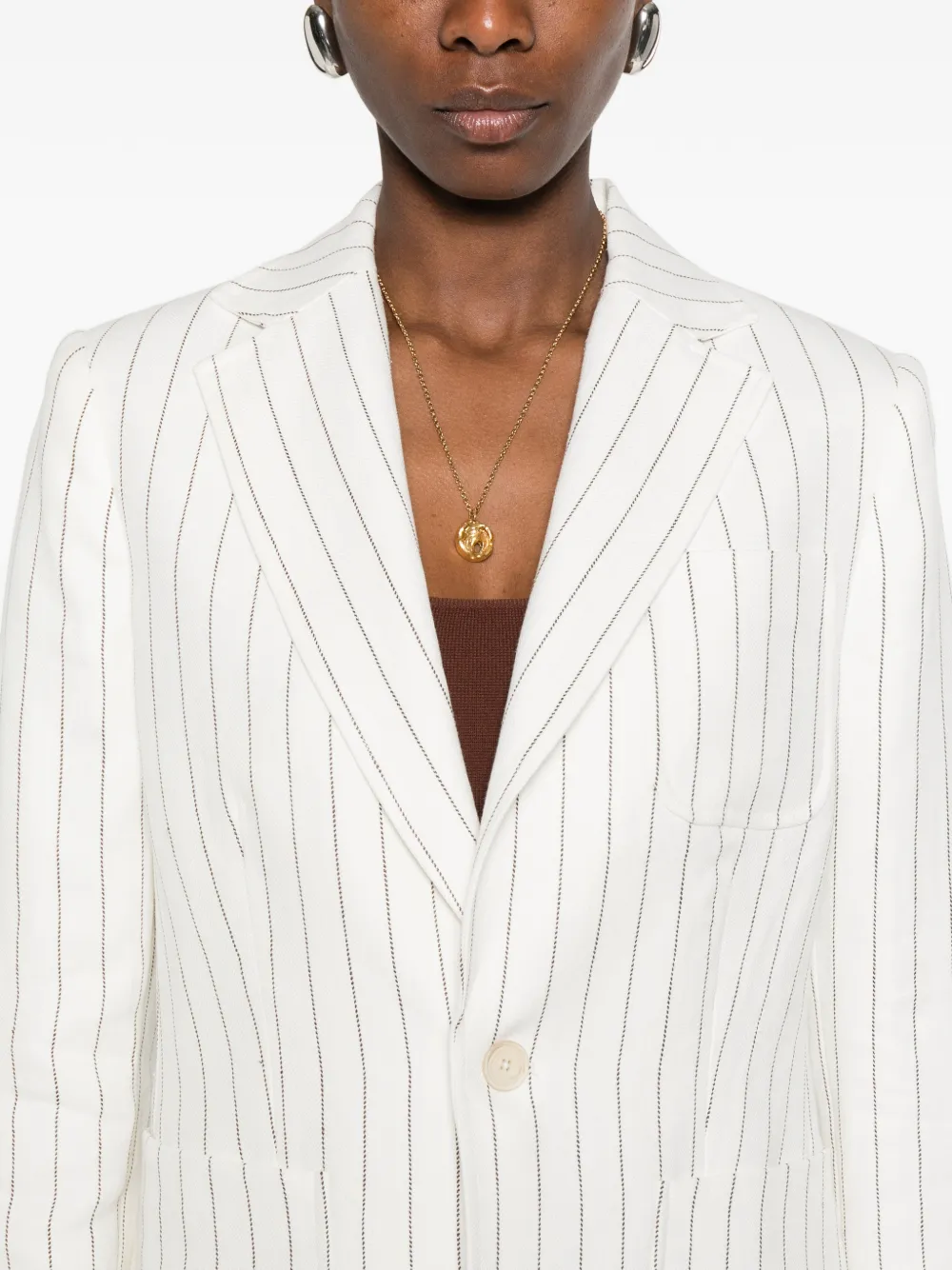 striped single-breasted jacket