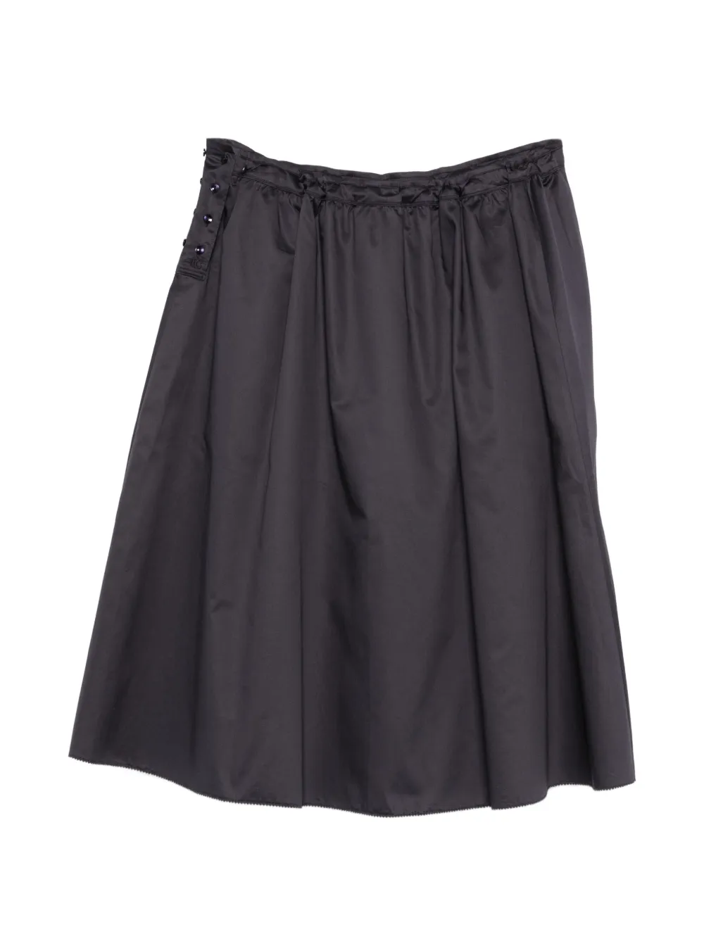 Drawstring Cotton Midi Skirt