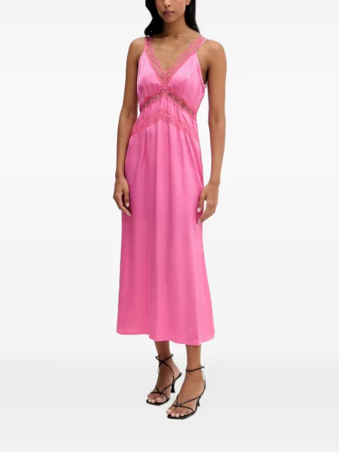 NEVER FULLY DRESSED lace-trim V-neck midi dress