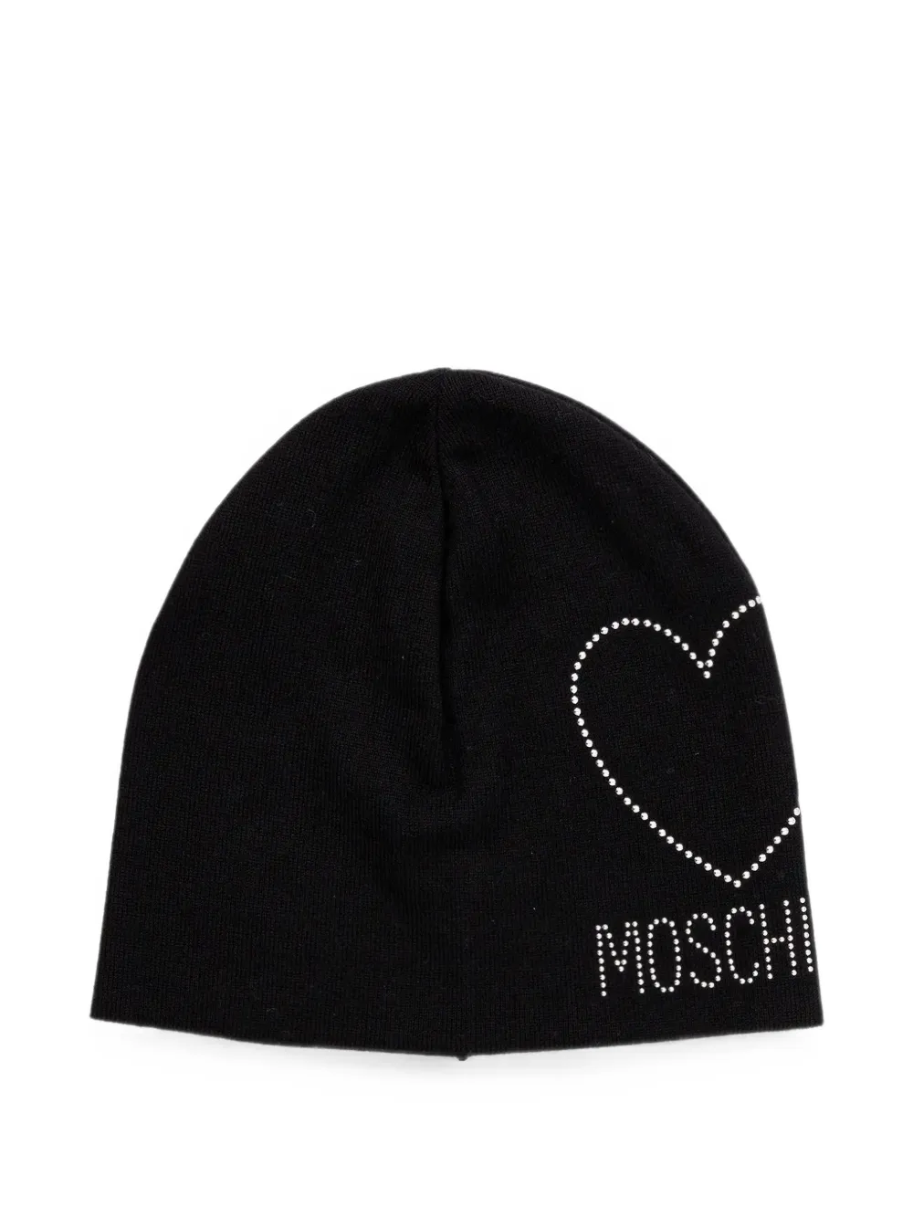 Moschino crystal-embellished heart beanie hat