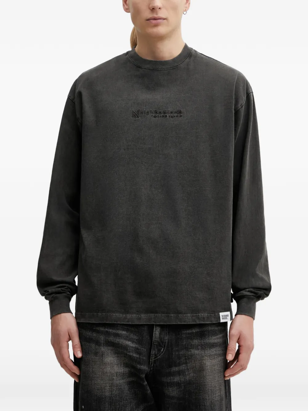 Neighborhood logo-embroidered long-sleeve T-shirt - Nero