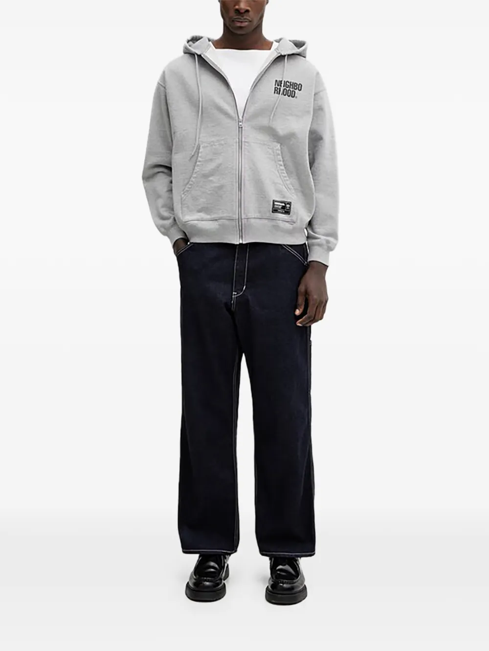 Neighborhood Sweater met rits en capuchon Grijs