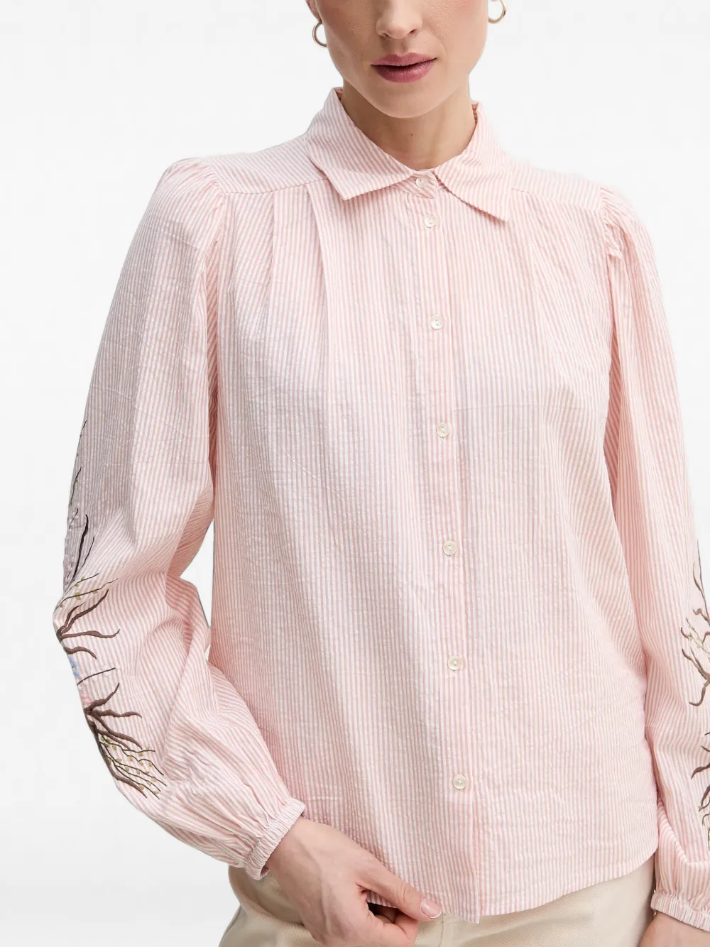Mos Mosh Gestreept shirt met borduurwerk Roze