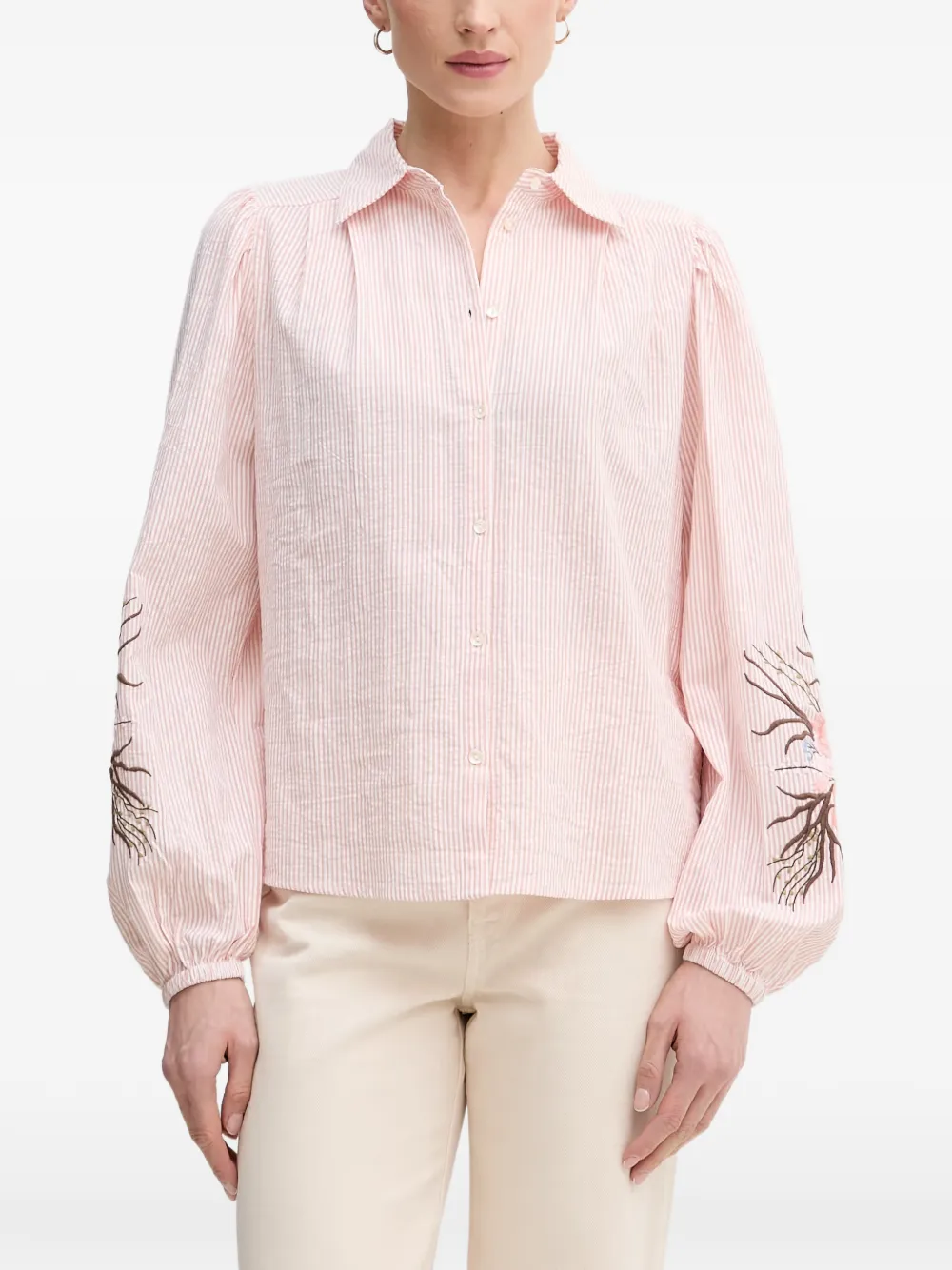 Mos Mosh Ciu Oxfo striped embroidered shirt